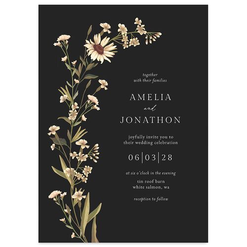 Wild Daisies Wedding Invitations Charcoal Signature Blank No Standard