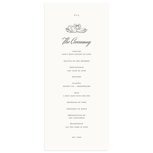 Elegant Swans Wedding Programs Sepia Signature