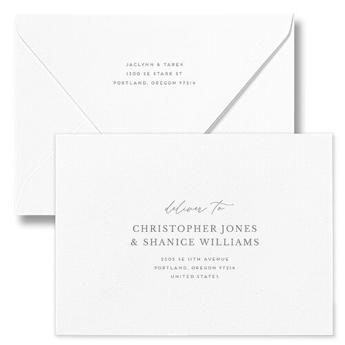 Botanical Frame Save The Date Card Euro Envelopes White Dusty Blue Both Recipient and Return Addresses Luxe Signature