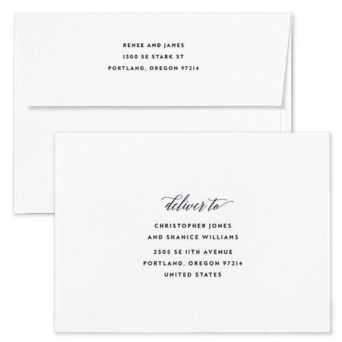 We Do Save The Date Card Envelopes White Navy Both Recipient and Return Addresses Signature Standard