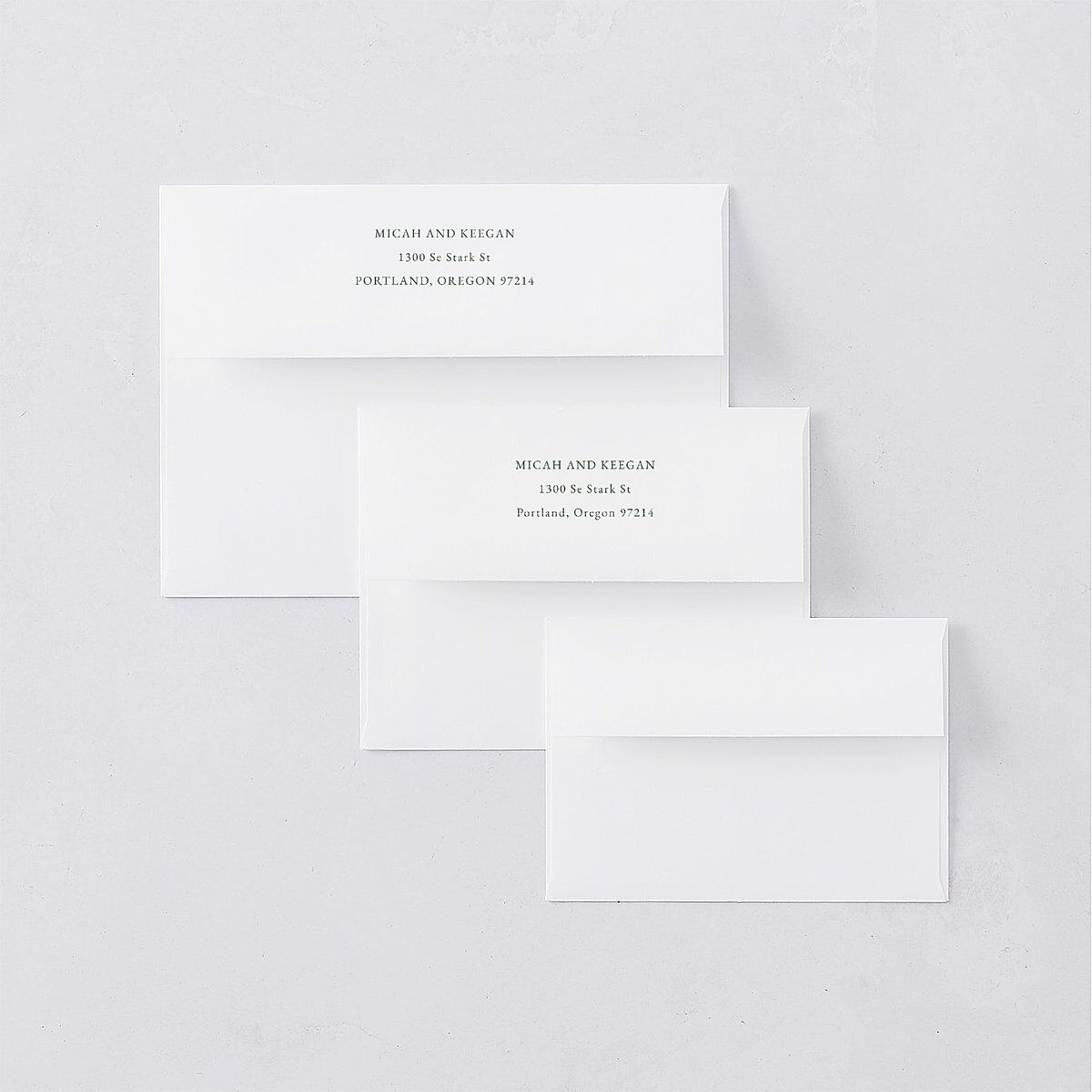 Illustrated Vines Save The Date Card Envelopes White Hunter Green Both Recipient and Return Addresses Signature Standard