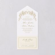 Antique Botanical Garland All-in-One Wedding Invitations Champagne Signature Light Both Recipient and Return Addresses No