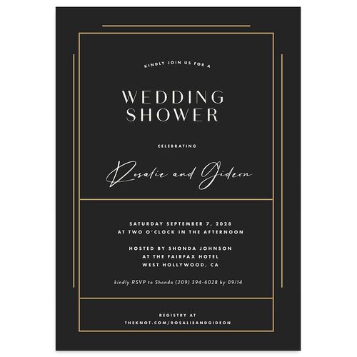 Refined Frame Bridal Shower Invitations Charcoal Signature Blank Standard