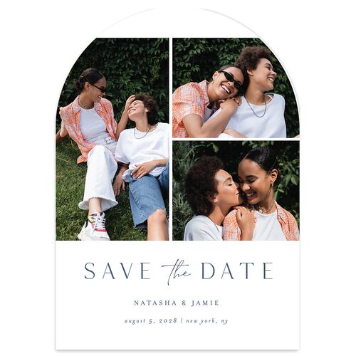 Simple Gallery Save the Date Cards French Blue Signature Blank No Arch