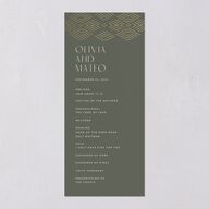 Boho Texture Wedding Programs Gold Deep Olive Signature