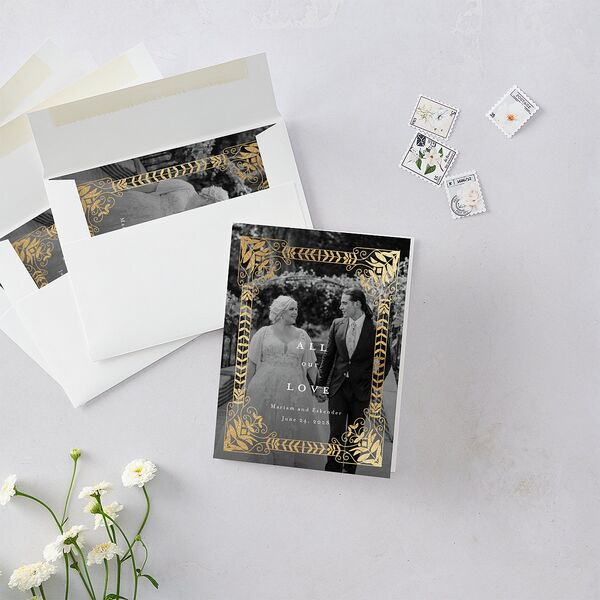 Medieval Elegance Thank You Cards Gold Midnight