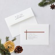 Plaid Window Holiday Cards Rust Signature Blank Standard Portrait