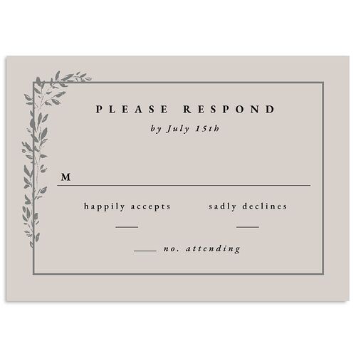 Dainty Frame Wedding Response Cards Steel Gray Signature Standard