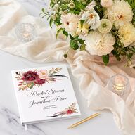 Bohemian Floral Wedding Guest Book Merlot
