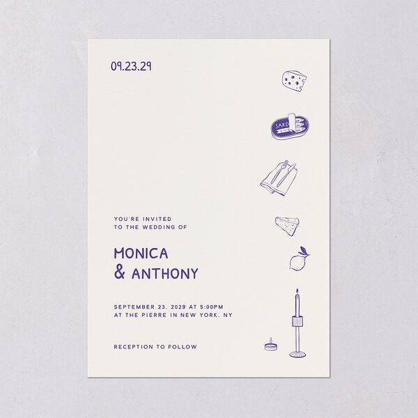 Hand Drawn Recipe Wedding Invitations Sapphire Signature Blank No Standard