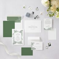 Botanical Frame Wedding Invitations Hunter Green Signature Blank No Standard