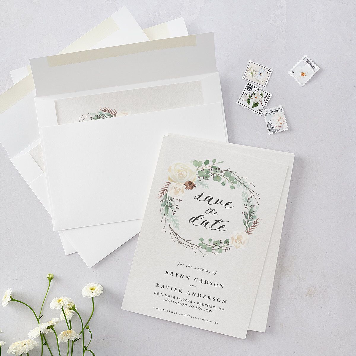 Rustic Botanical Save The Date Cards Thyme Signature smooth Blank No