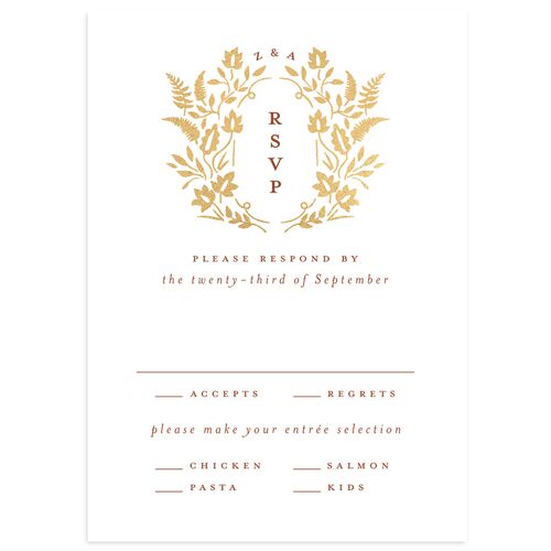 Rustic Kingdom Wedding Response Cards Gold Copper Signature Standard