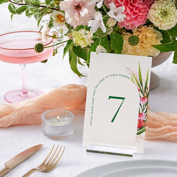 Hawaiian Tropical Orchid Oval Table Numbers Crimson Signature