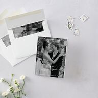 Lovebird Wavy Frame Photo Thank You Cards Pure White