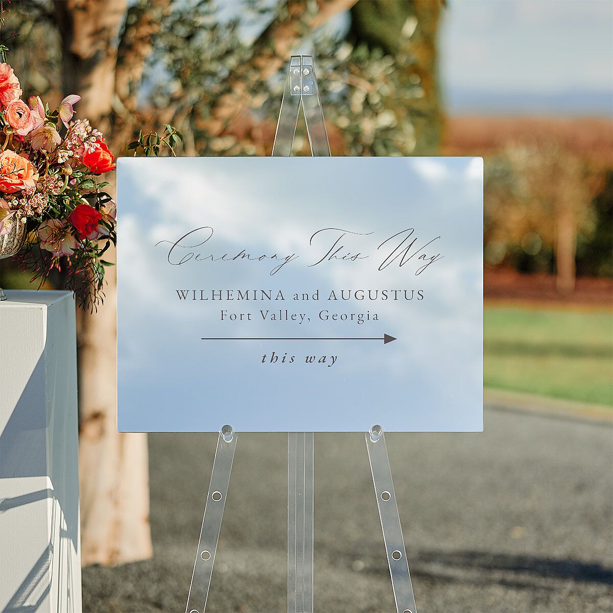 Botanical Citrus Garden Mirrored Acrylic Direction Sign Medium Rose Gold Mirrored Acrylic M Direction Standard