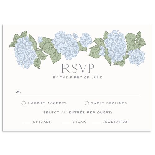 Vintage Hydrangea Frame Wedding Response Cards Dusty Blue Signature Standard