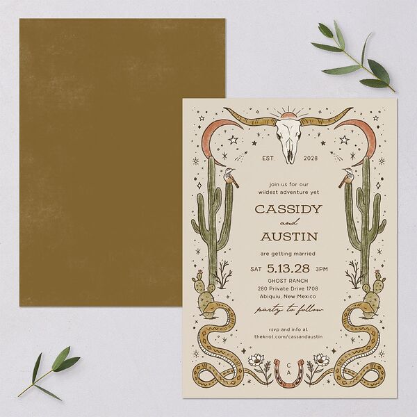Southwestern Nouveau Wedding Invitations Umber Signature Blank No Standard