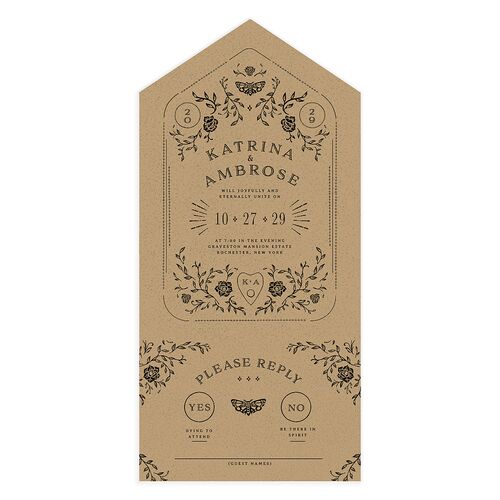Skeleton Spirits All-in-One Wedding Invitations Latte Signature Light Both Recipient and Return Addresses No