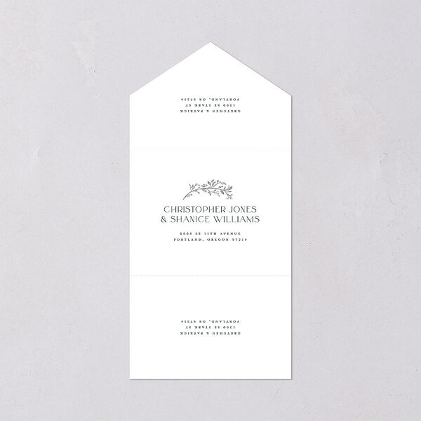 Ornate Storybook All-in-One Wedding Invitations Dark Emerald Signature Light Both Recipient and Return Addresses No