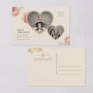 Vintage Awkward Photo Hearts Save the Date Postcards Barely Peach