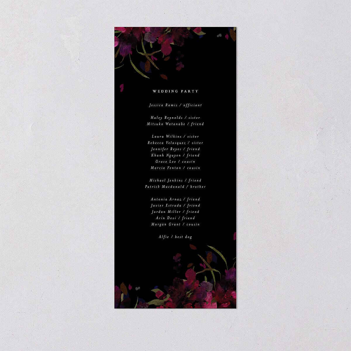Midnight Floral Wedding Programs Gold Raspberry Signature