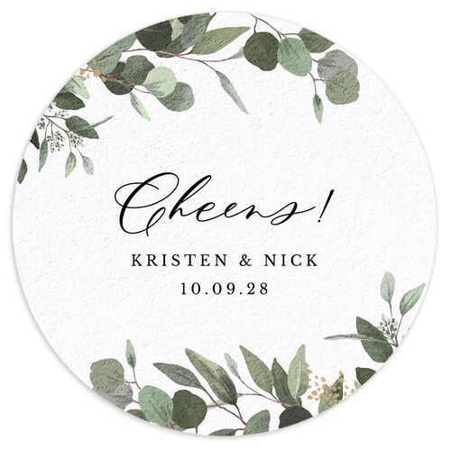 Eucalyptus Frame Coasters Pure White Cardboard Circle