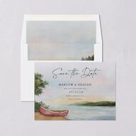 Rustic Reflection Save The Date Cards Dusty Blue Signature smooth Blank No Standard