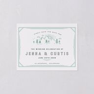 Iconic Mountain Save the Date Petite Cards Dark Green Signature smooth Blank No Standard