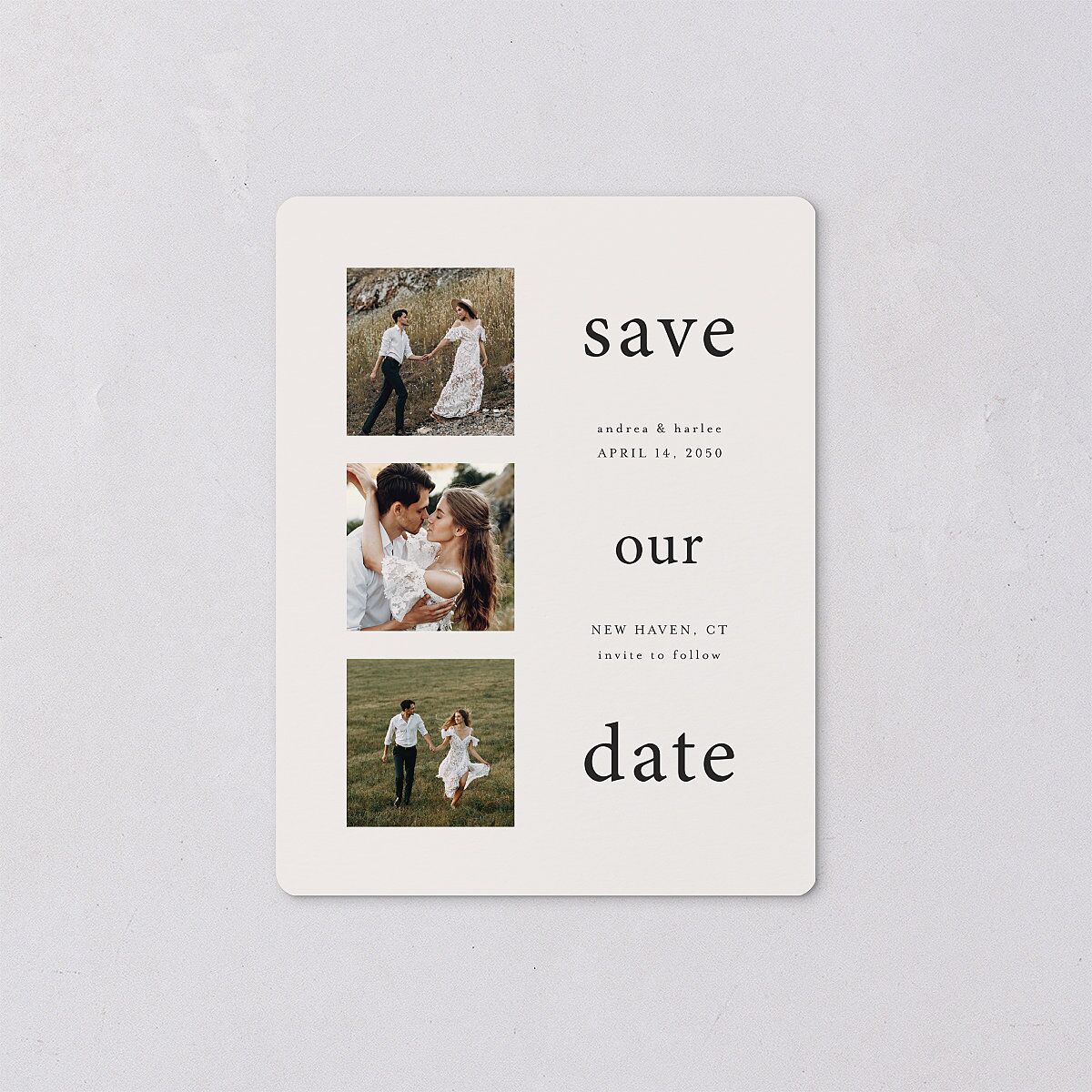 Timeless Photo Trio Save The Date Magnets Linen Magnet Paper
