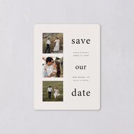 Timeless Photo Trio Save The Date Magnets Linen Magnet Paper