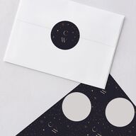 Celestial Galaxy Wedding Stickers Dark Navy Circle