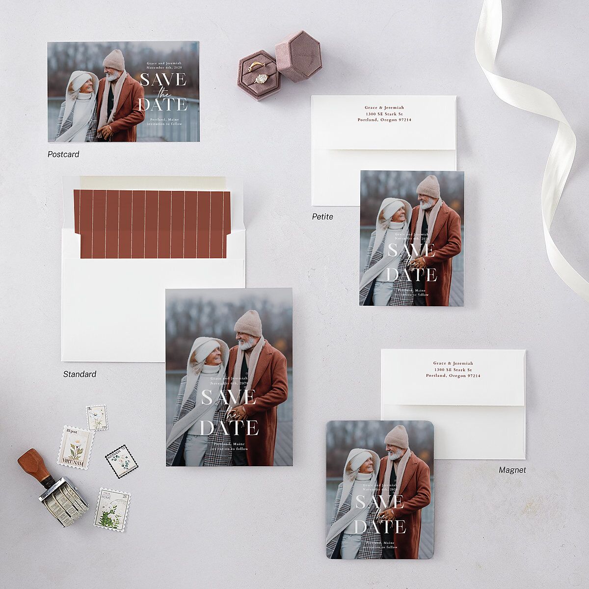 Foundation Save the Date Cards Chestnut Signature smooth Blank No Standard