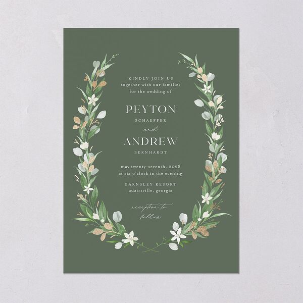 Greenery Laurel Foil Wedding Invitations Thyme Gold Signature Blank No Standard