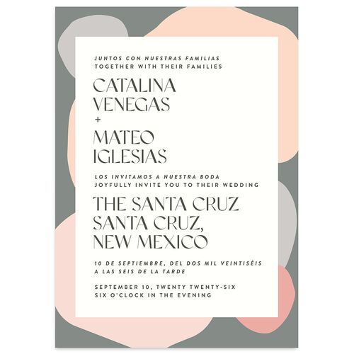 Santa Cruz Bilingual Foreign Language Wedding Invitations Moon Rock Signature Blank No Standard