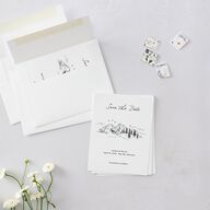 Elegant Mountain Monogram Save the Date Petite Cards Pure White Signature smooth Blank No Standard