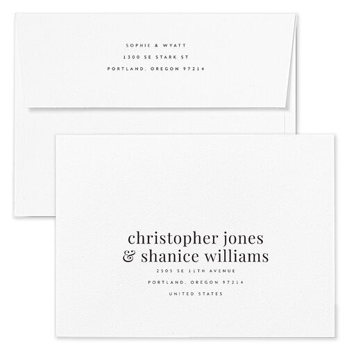 Floral Frame Save The Date Card Envelopes White Mauve Both Recipient and Return Addresses Signature Standard
