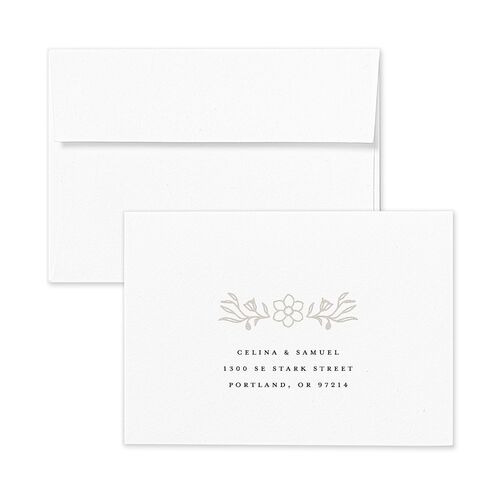 Floral Opulence Response Card Envelopes White Pure White Return Address Signature Standard