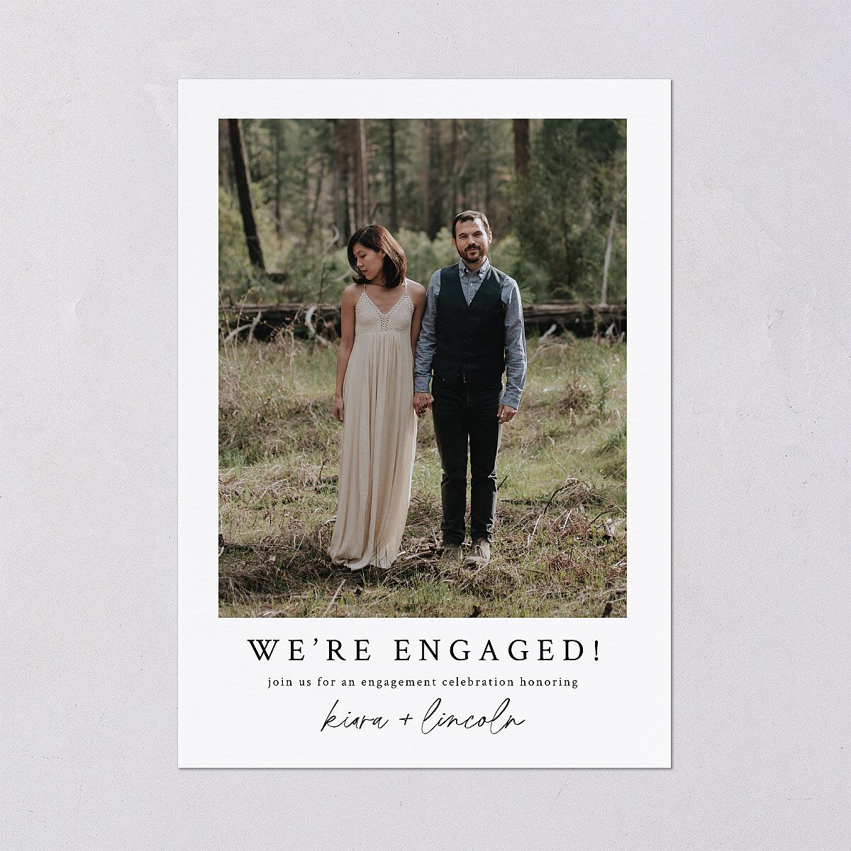 Captured Love Engagement Party Wedding Invitations Pure White Signature Blank No Standard