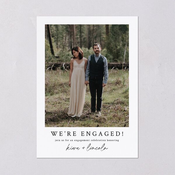 Captured Love Engagement Party Wedding Invitations Pure White Signature Blank No Standard