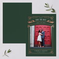 Ornate Elegance Save The Date Cards Rose Gold Dark Emerald Signature smooth Blank No