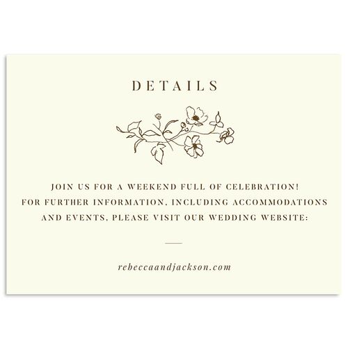 Elegant Minimal Wedding Event Detail Cards Deep Bronze Signature Standard