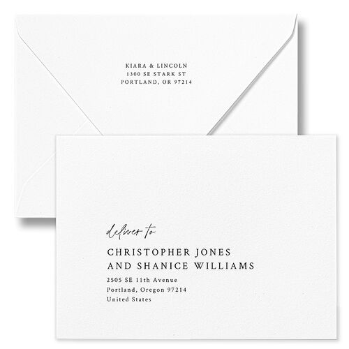 Captured Love Engagement Party Wedding Invitation Euro Envelopes White Pure White Both Recipient and Return Addresses Luxe Signature