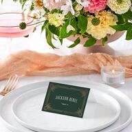 Ornate Elegance Place Cards Rose Gold Dark Emerald Signature