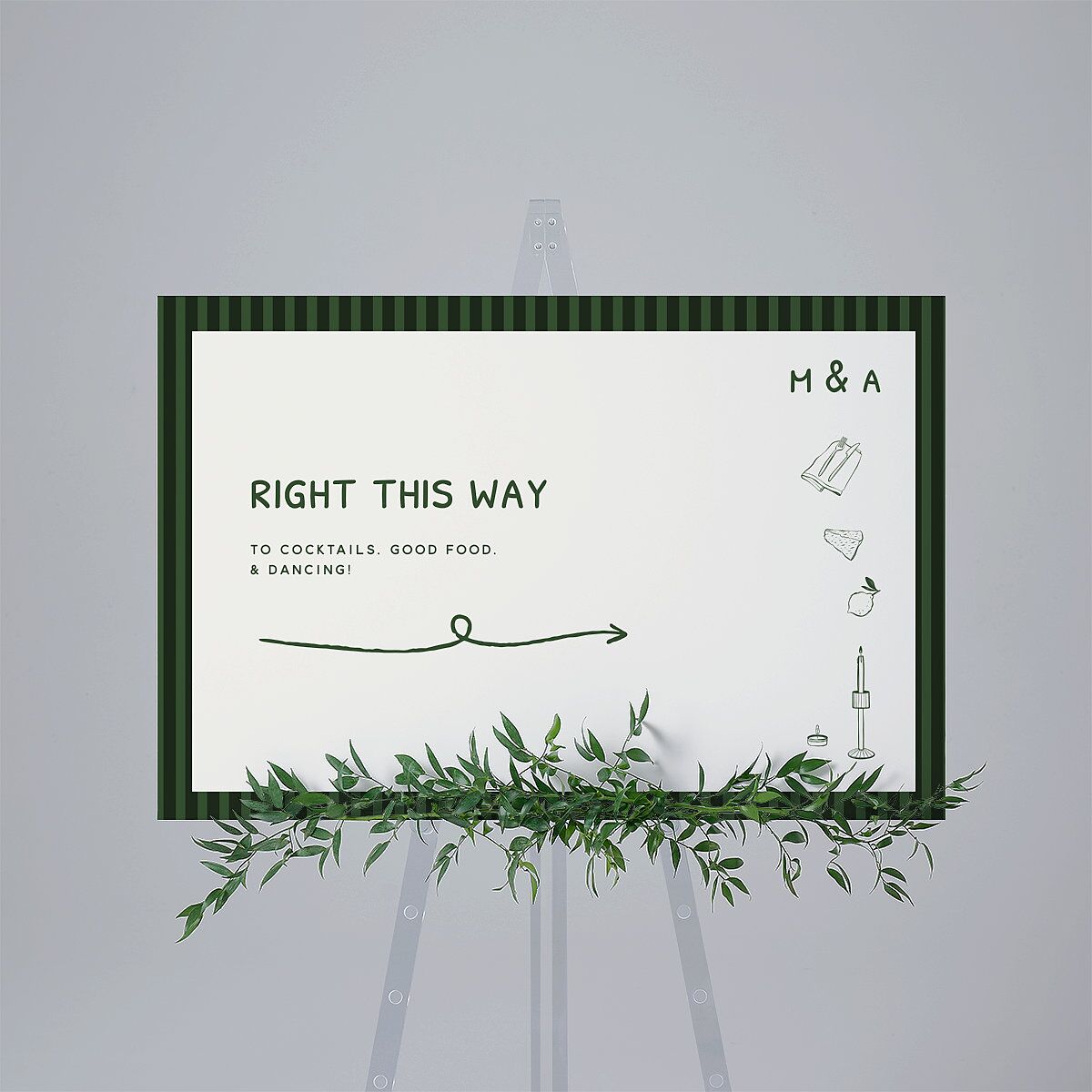 Hand Drawn Recipe Standard Direction Sign Large Dark Camo Standard Indoor Foam Core L Direction