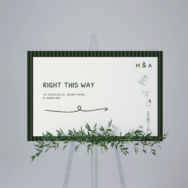 Hand Drawn Recipe Standard Direction Sign Large Dark Camo Standard Indoor Foam Core L Direction