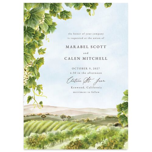 Romantic Vineyard Wedding Invitations Midnight Navy Signature Blank No Standard