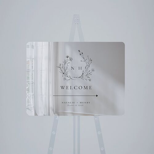 Natural Monogram Mirrored Acrylic Direction Sign Medium Boysenberry Mirrored Acrylic M Direction Rounded