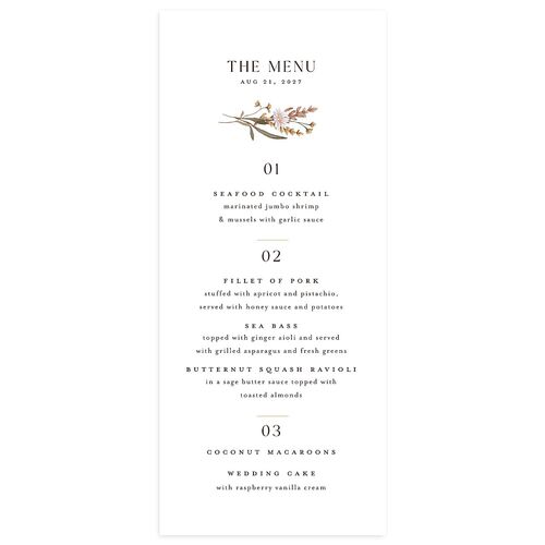Mountain Wildflowers Menus Mocha Signature