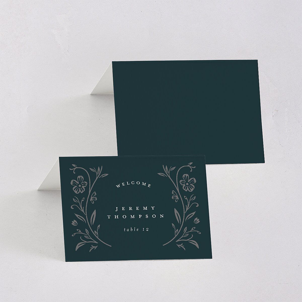 Ornate Storybook Place Cards Dark Emerald Signature